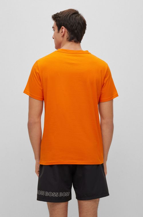 Camiseta De Caimento Solto Em Algodão Orgânico Com Logotipo Contrastante