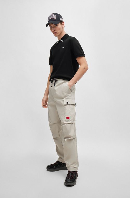 Polo Em Piquê De Algodão Com Logo Contrastante