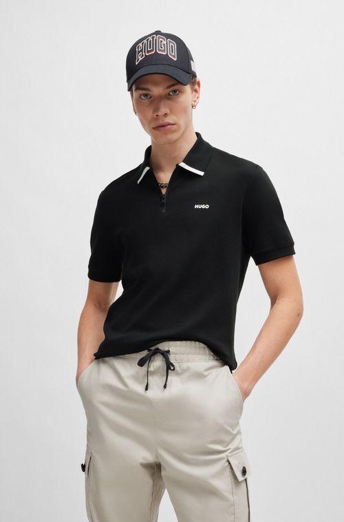 Polo Em Piquê De Algodão Com Logo Contrastante
