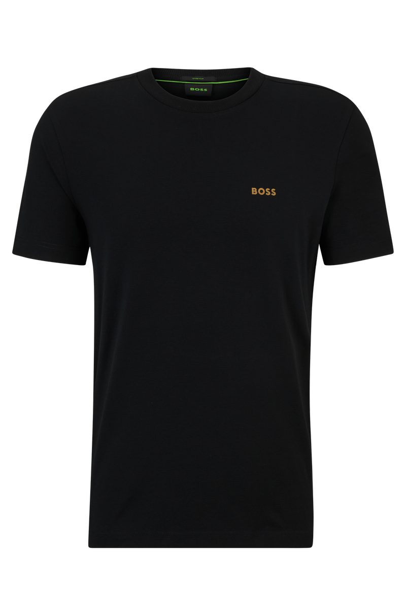 Camiseta Regular De Algodão Com Logo Contrastante
