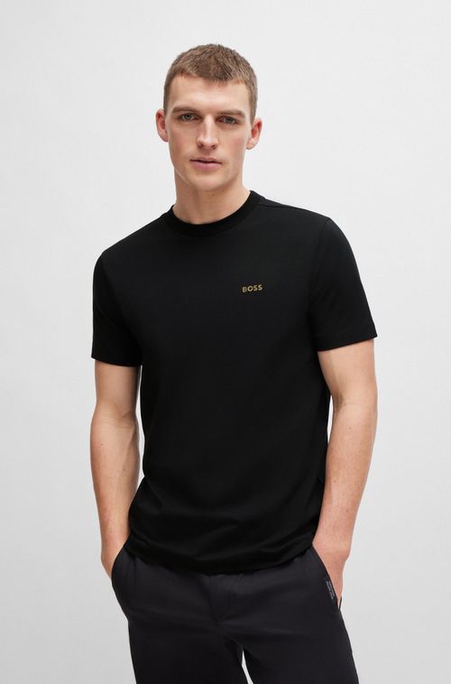 Camiseta Regular De Algodão Com Logo Contrastante