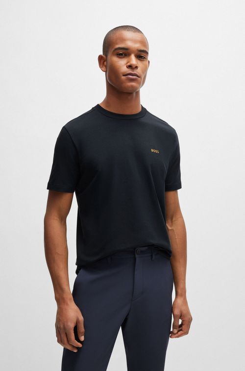 Camiseta Regular De Algodão Com Logo Contrastante