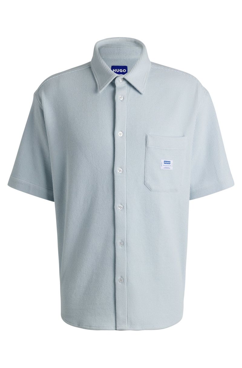 Camisa De Manga Curta Em Algodão Com Estrutura Waffle