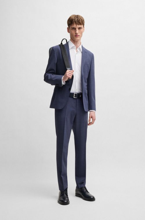 Camisa Slim Em Tecido Elástico Com Estampado Geométrico