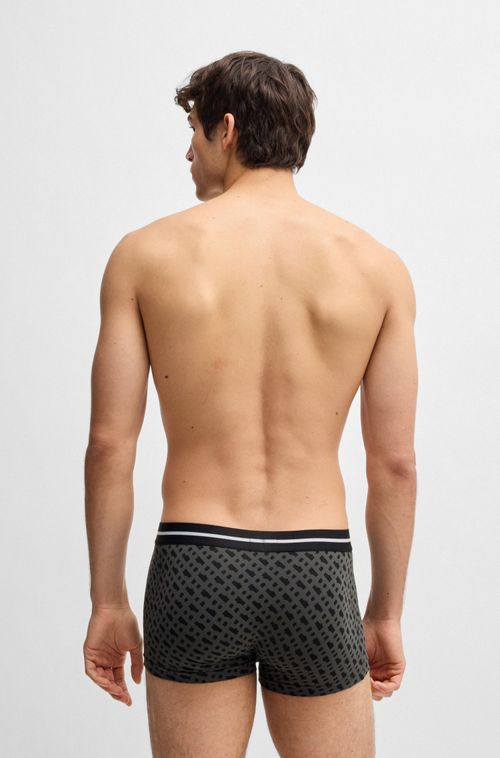 Pack De Três Boxers Em Algodão Elástico Lisos E Com Monograma