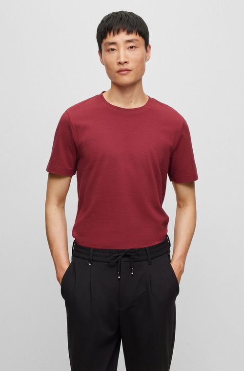 Camiseta De Algodão Com Mistura, Com Estrutura Jacquard De Bolhas