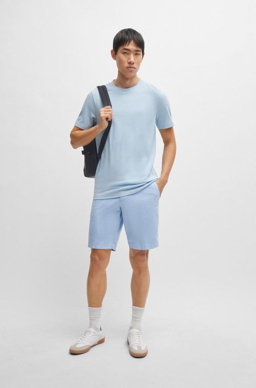Camiseta De Mistura De Algodão Com Estrutura Jacquard Em Relevo