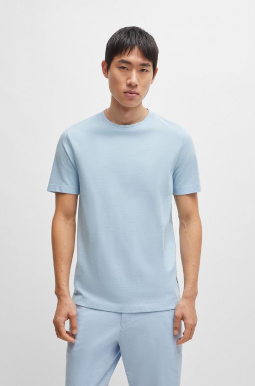 Camiseta De Mistura De Algodão Com Estrutura Jacquard Em Relevo