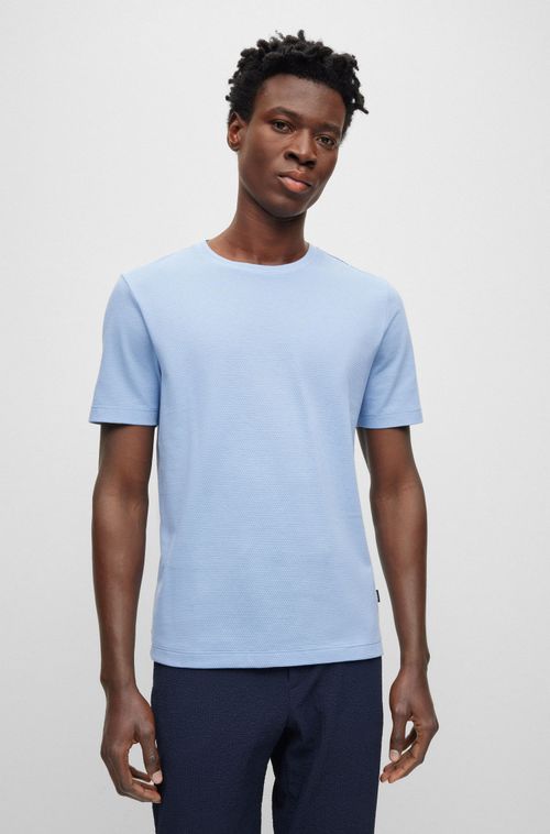 Camiseta De Mistura De Algodão Com Estrutura De Bolha-Jacquard