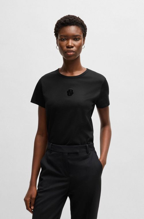 Camiseta De Algodão Mercerizado Com Monograma Double B