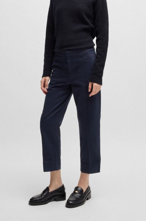 Chinos Afunilados De Cetim De Algodão Elástico