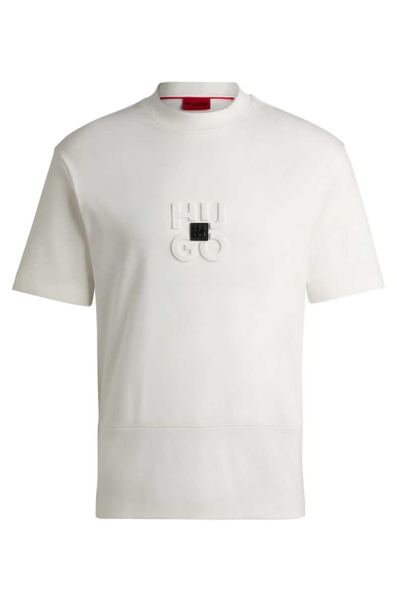 Camiseta De Algodão Com Logos Sobrepostos