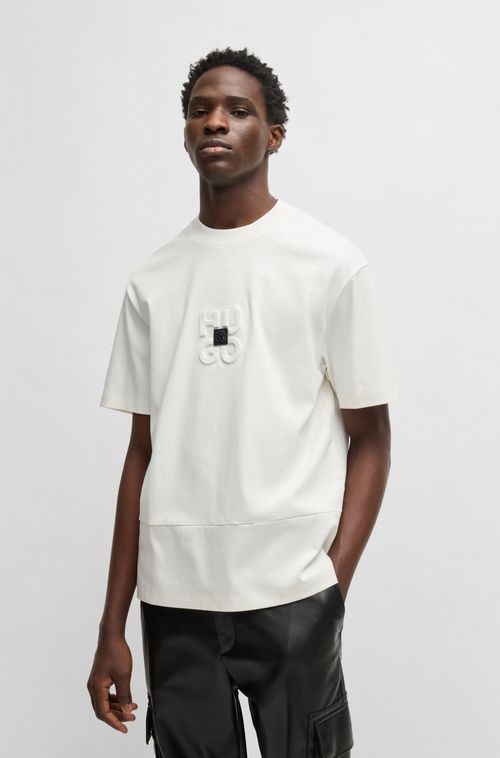 Camiseta De Algodão Com Logos Sobrepostos