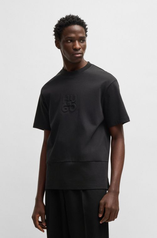 Camiseta De Algodão Com Logos Sobrepostos