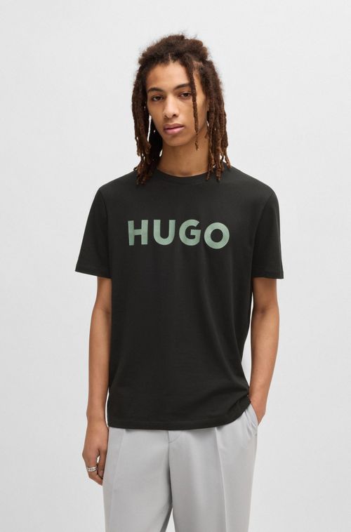 Camiseta Regular De Algodão Com Logo Contrastante