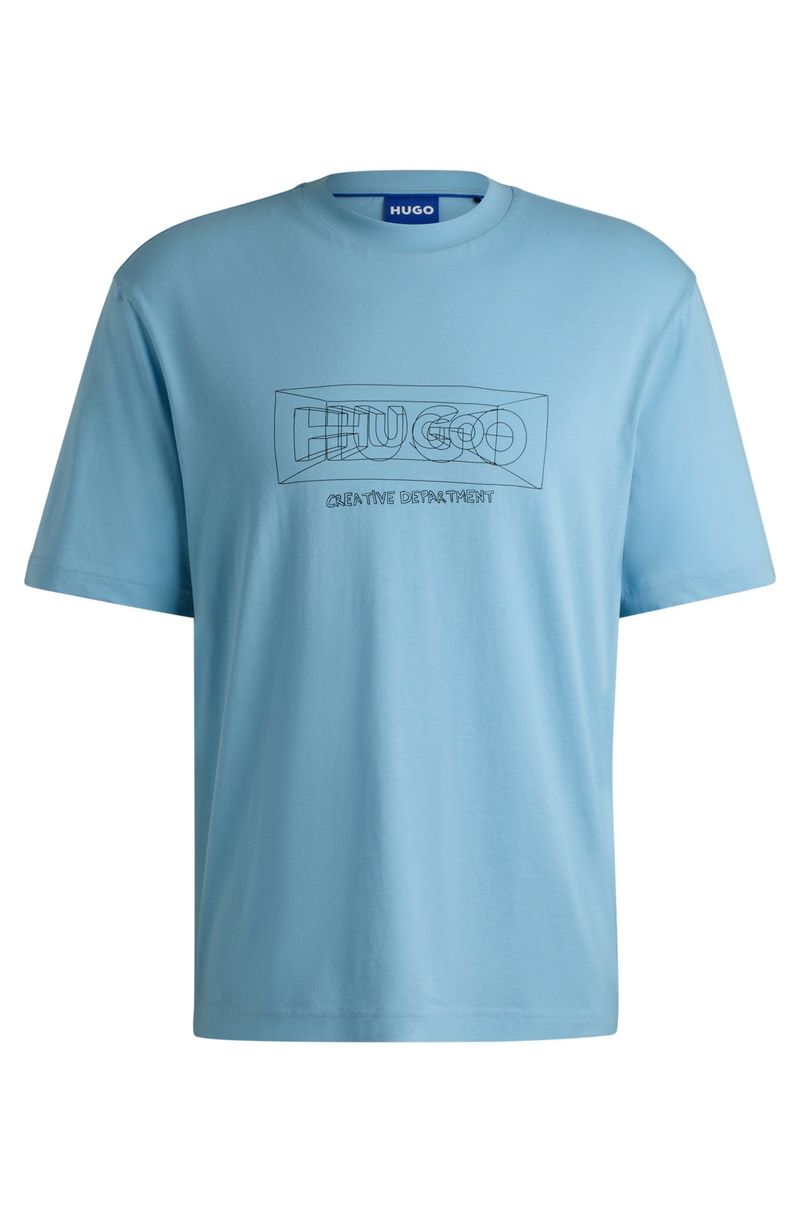 Camiseta Regular De Algodão Com Logos Gráficos