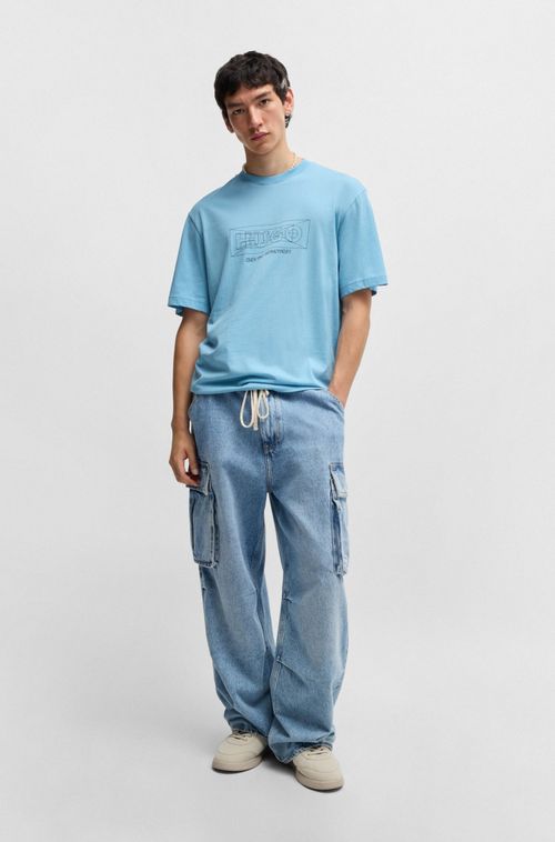 Camiseta Regular De Algodão Com Logos Gráficos