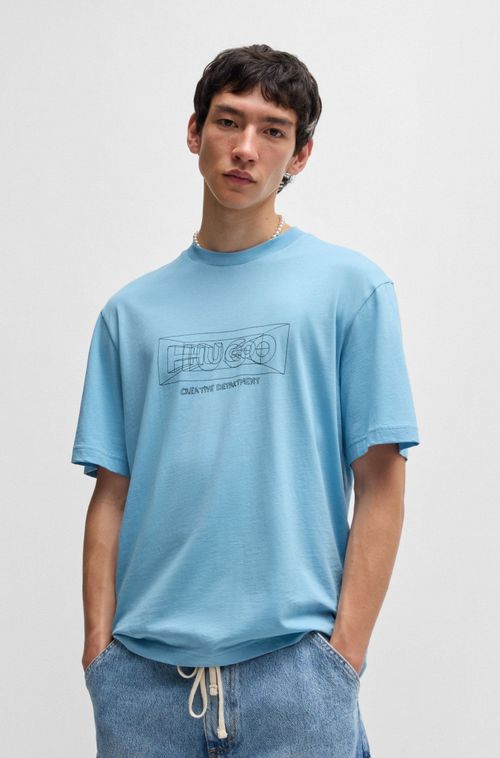 Camiseta Regular De Algodão Com Logos Gráficos