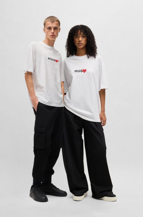 Camiseta De Algodão Com Corações