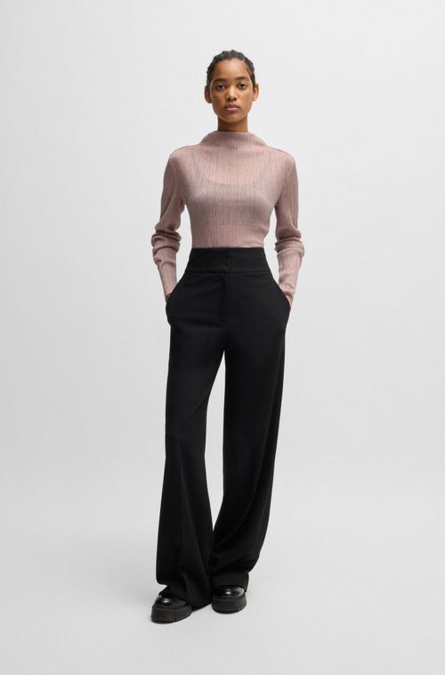 Top Regular-Fit De Malha Brilhante Com Pregas