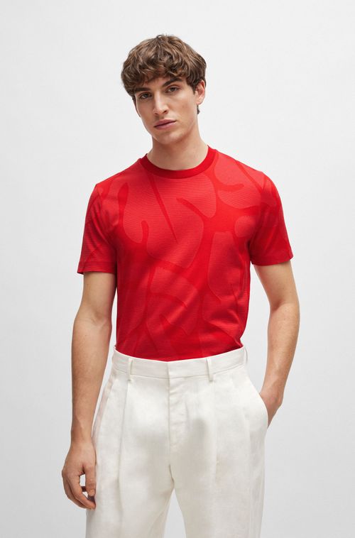 Camiseta De Algodão Com Padrão De Folhas De Monstera Em Dois Tons