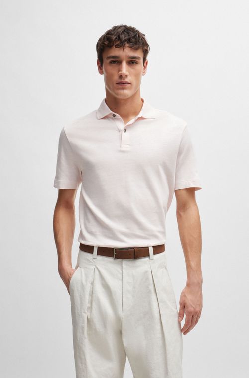 Polo Regular Em Algodão E Linho