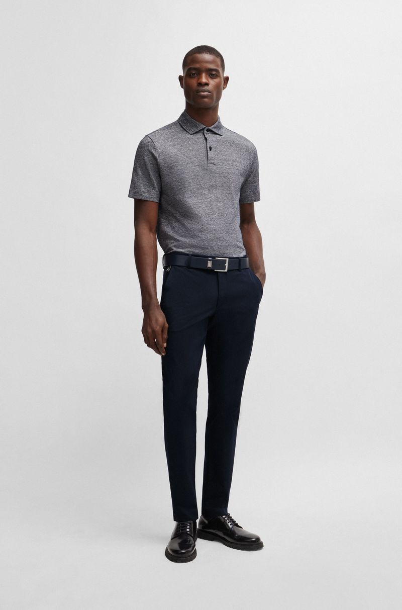 Polo Regular Em Algodão E Linho