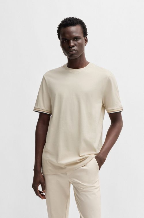 Camiseta Em Jersey De Algodão Com Riscas De Assinatura