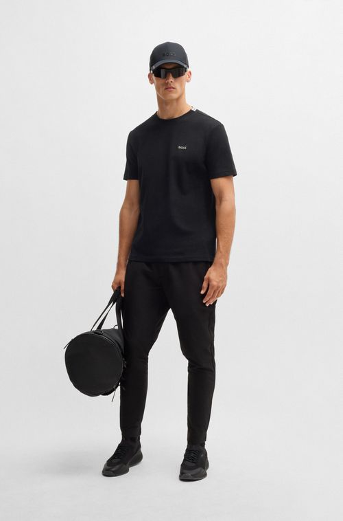 Camiseta De Algodão Piqué Com Colarinho Oxford-Jacquard