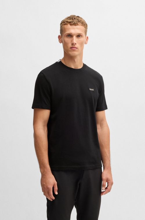 Camiseta De Algodão Piqué Com Colarinho Oxford-Jacquard