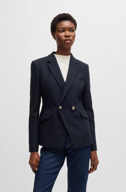 Blazer Slim Fit Em Tweed De Algodão