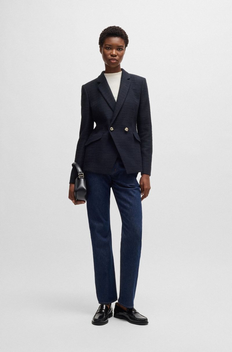 Blazer Slim Fit Em Tweed De Algodão