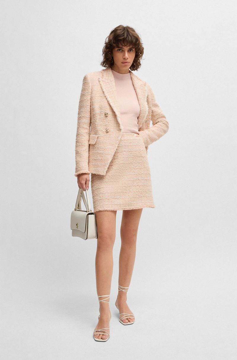 Saia Em Tweed Com Cintura Em Algodão Elástico