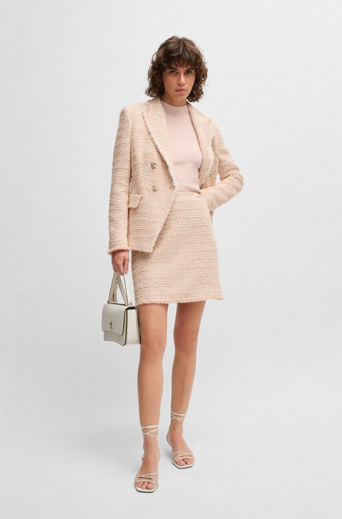 Saia Em Tweed Com Cintura Em Algodão Elástico