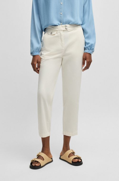 Chinos Casuais Em Cetim De Algodão Elástico