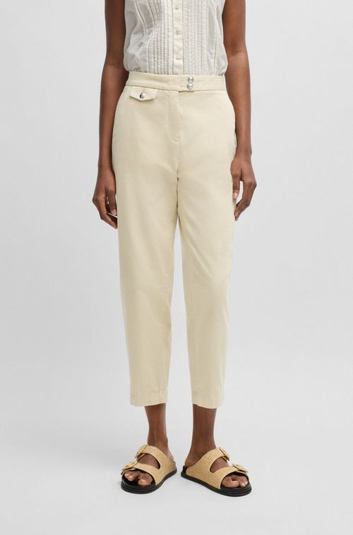 Chinos Casuais Em Cetim De Algodão Elástico