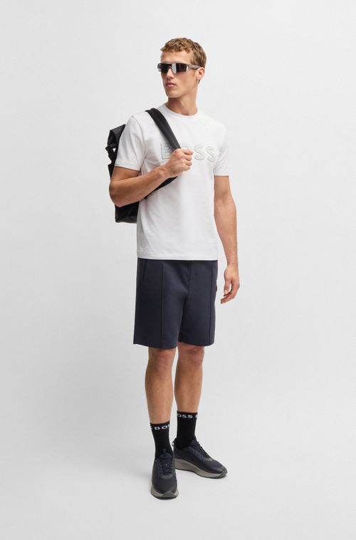 Camiseta Em Algodão Elástico Com Logo Grande
