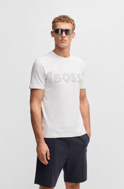 Camiseta Em Algodão Elástico Com Logo Grande