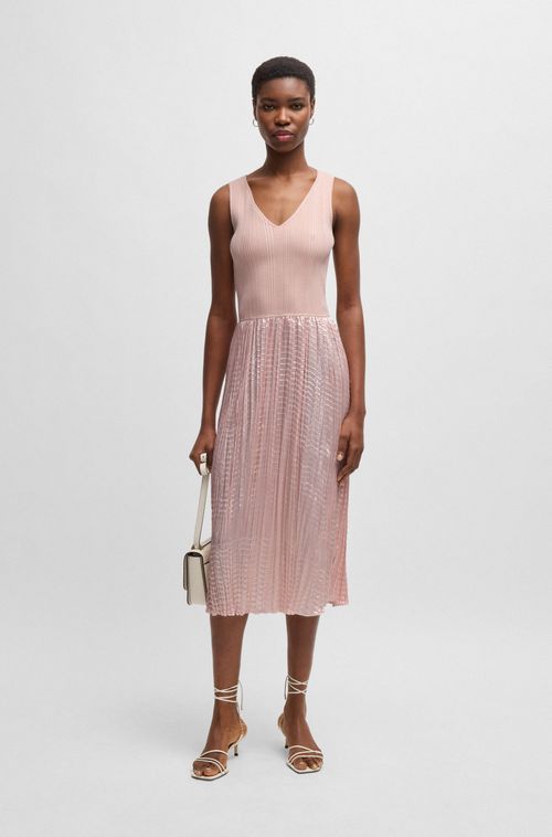 Vestido De Malha Com Saia Estruturada Lustrosa