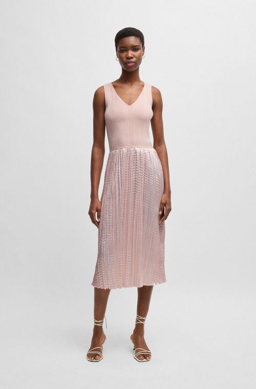 Vestido De Malha Com Saia Estruturada Lustrosa