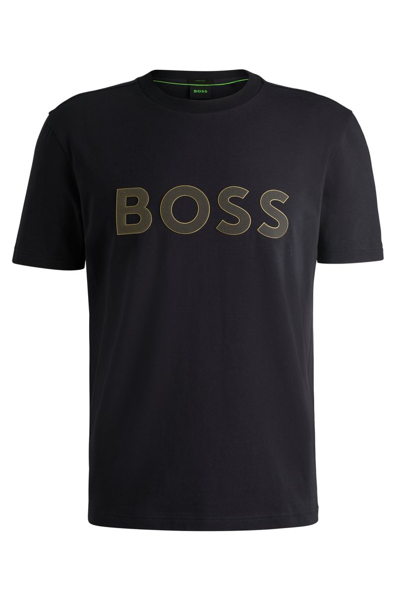 Camiseta Em Algodão Elástico Com Logo Grande