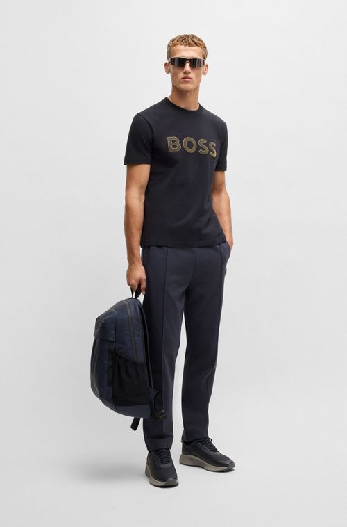 Camiseta Em Algodão Elástico Com Logo Grande