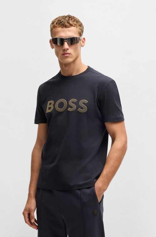 Camiseta Em Algodão Elástico Com Logo Grande
