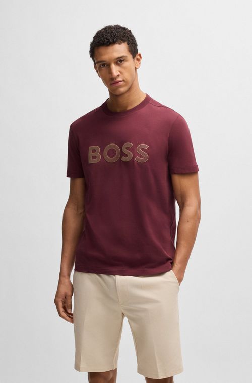 Camiseta Em Algodão Elástico Com Logo Grande