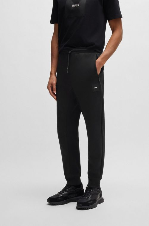 Calça De Terno Em Mistura De Algodão Com Elasticidade Com Logo