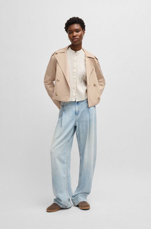 Gabardine Recortada Em Algodão Elástico Repelente À Água