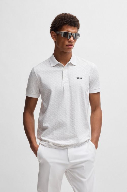 Polo Paddy Em Algodão Elástico Com Padrão Estampado