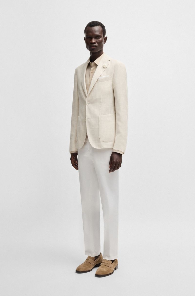 Blazer De Ajuste Slim Em Tecido Com Micropadrão