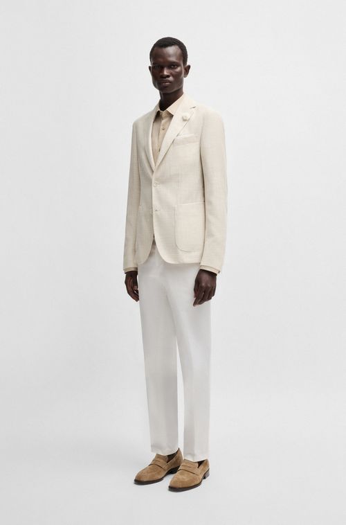 Blazer De Ajuste Slim Em Tecido Com Micropadrão