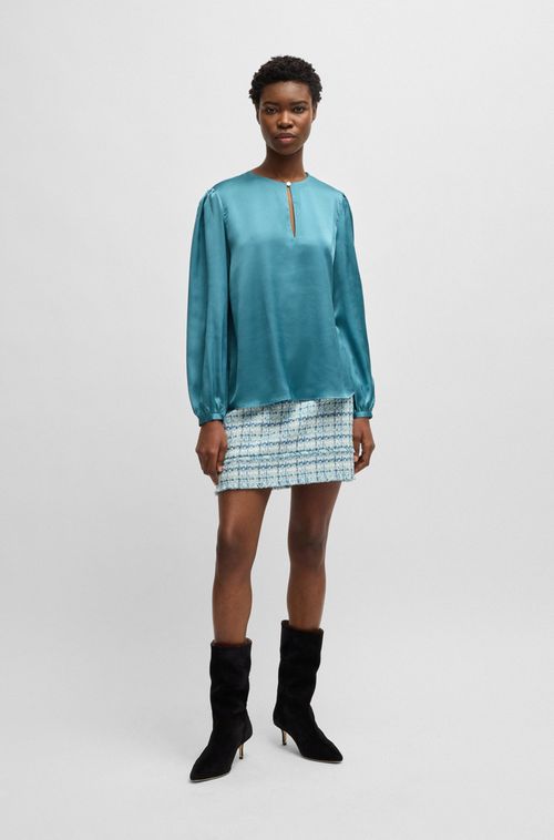 Blusa De Ajuste Regular Em Cetim Martelado
